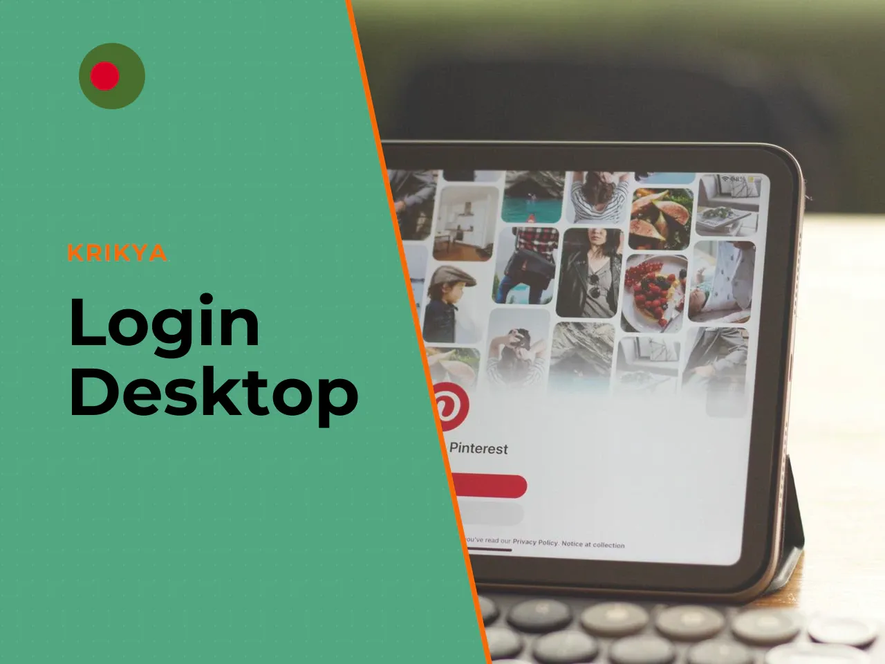 Login from Desktop and Official Site. 1. Navigate to the official Krikya website. 2. Click the orange "Login" button in the upper right corner. 3. Enter your **Username** and **Password** in the corre